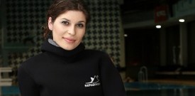 Natalija Bratkovič, voditeljica RTS med potapljanjem v Pristanu