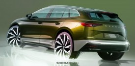 Skice zunanjosti novih modelov Škoda Enyaq: električna uspešnica posodobljena v slogu Modern Solid