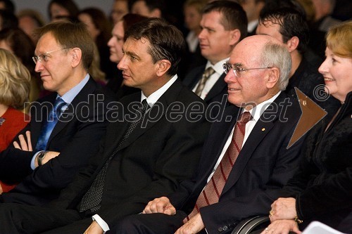 Janez Potočnik, evropski komisar za raziskave in razvoj, Borut Pahor, mandatar za sestavo vlade in John Howard, nekdanji avstralski premier