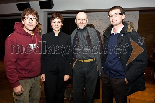 Aljoša Rebolj, fotograf, Maja Makovec Brenčič, predsednica DMS, Boštjan Tadel, urednik Marketing Magazina in Gregor Draksler, vodja tržnih komunikacij pri Peugeot Slovenija