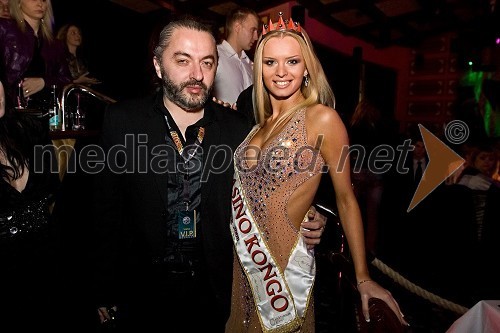 Milan Gačanovič, stilist in Nadiya Bychkova, Miss Casino Kongo 2008 in plesalka (oba člana žirije)