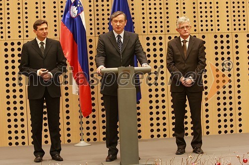 Borut Pahor, predsednik Vlade Republike Slovenije, dr. Danilo Türk, predsednik Republike Slovenije in Pavle Gantar, predsednik Državnega zbora