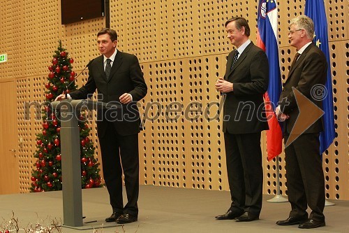 Borut Pahor, predsednik Vlade Republike Slovenije, dr. Danilo Türk, predsednik Republike Slovenije in Pavle Gantar, predsednik Državnega zbora