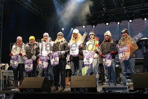 Michaela Kirchgasser, smučarka (Avstrija), Maria Pietilae-Holmner, smučarka (Švedska), Ingrid Jacquemond, smučarka (Francija), Anja Pärson, smučarka (Švedska), Lindsey Vonn, smučarka (ZDA), Kathrin Hölzl, smučarka (Nemčija), Nicole Gius, smučarka (Italija) in Lara Gut, smučarka (Švica)