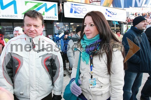 Boško Šrot, direktor Pivovarne Laško in njegova hčerka Anja Šrot, finalistka miss Universe 2007