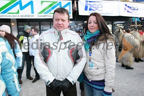 Boško Šrot, direktor Pivovarne Laško in njegova hčerka Anja Šrot, finalistka miss Universe 2007