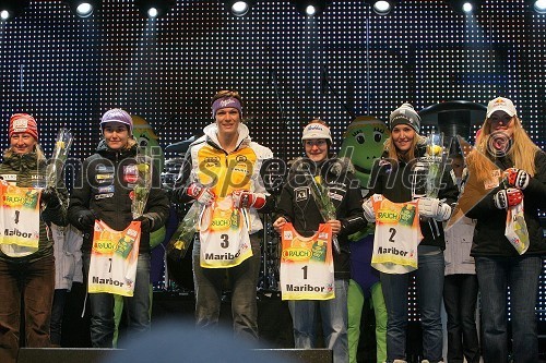 Tanja Poutiainen, smučarka (Finska), Šarka Zahrobska, smučarka (Češka), Maria Riesch, smučarka (Nemčija), Kathrin Zettel, smučarka (Avstrija), Therese Borssen, smučarka (Švedska) in Lindsey Vonn, smučarka (ZDA)