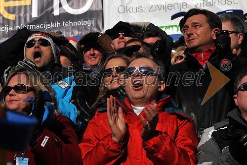 Matjaž Kovačič, predsednik uprave Nove KBM in predsednik organizacijskega odbora Zlate lisice, Katarina Kresal, ministrica za notranje zadeve in Borut Pahor, predsednik Vlade RS