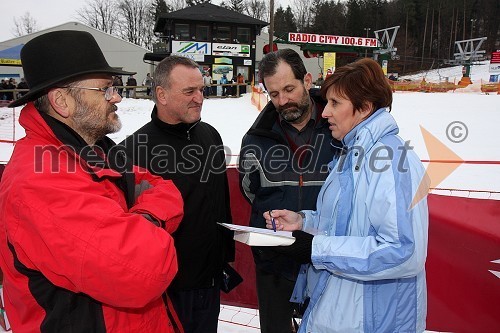 Vili Rezman, župan Ruš, Martin Strel, ultramaratonski plavalec, Jurij Lep, župan občine Selnica ob Dravi in Danica Ksela, novinarka POP tv v Mariboru