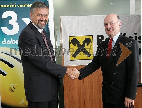 Matjaž Čadež, direktor in ustanovitelj podjetja Halcom in Klemens Nowotny, predsednik uprave Raiffeisen Banka d.d.
