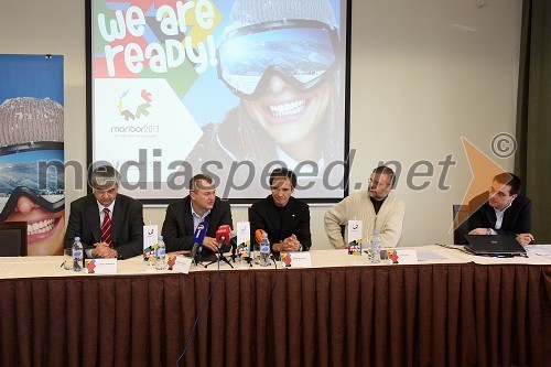 Mag. Boris Podvršnik, župan občine Zreče, Franc Kangler, župan Maribora, prof. dr. Otmar Kugovnik, profesor na Fakulteti za šport in predsednik Slovenske univerzitetne športne zveze, Vili Rezman, župan Ruš in Boštjan Kralj, Kraft&Werk PR