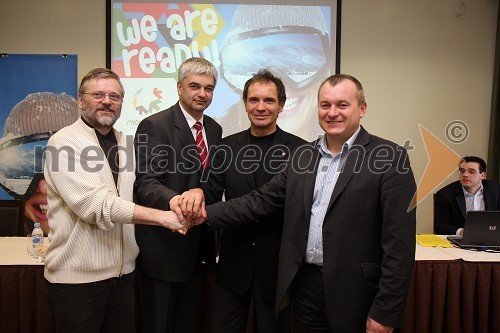 Vili Rezman, župan Ruš, mag. Boris Podvršnik, župan občine Zreče, prof. dr. Otmar Kugovnik, profesor na Fakulteti za šport in predsednik Slovenske univerzitetne športne zveze in Franc Kangler, župan Maribora