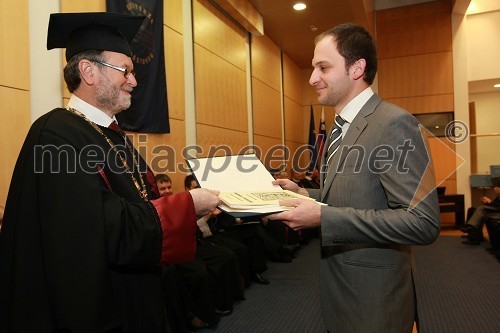 Prof. dr. Ivan Rozman, rektor Univerze v Mariboru in Matjaž Turinek, dobitnik Perlachove nagrade UM za leto 2008