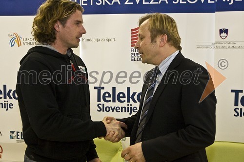Jure Rovan, atlet in Peter Kukovica, predsednik Atletske zveze Slovenije
