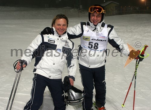 Matjaž Jelen, skupina Šank rock in Tomaž Malešič, oba ekipa Ski mjuzik team