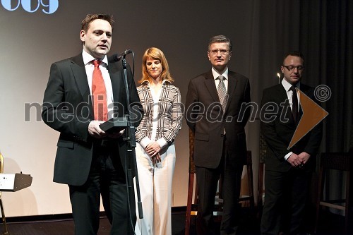 Toni Balažič, predsednik uprave Fructal d.d. in dobitnik nagrade Mladi manager 2009, Tina Škerlj, izvršna direktorica za področje Strateški razvoj, upravljanje človeških virov, kontroling in informatika pri Založbi Mladinska knjiga in predsednica Sekcije mladih managerjev, Franjo Bobinac, predsednik uprave Gorenje d.d. in Tadej Tufek, predsednik uprave Adria Airways, dobitnik nagrade Mladi manager 2008