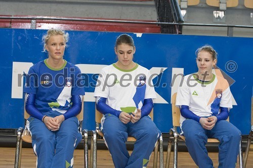 Adela Šajn, telovadka, Saša Golob, telovadka in Tjaša Kysselef, telovadka