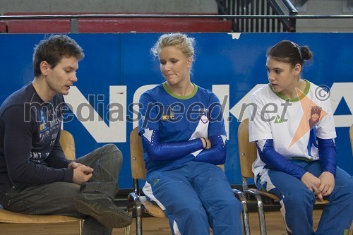 Mitja Petkovšek, gimnastičar, Adela Šajn, telovadka in Saša Golob, telovadka