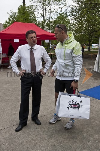 Jure Košir, nekdanji alpski smučar in Zoran Jankovič, župan Ljubljane