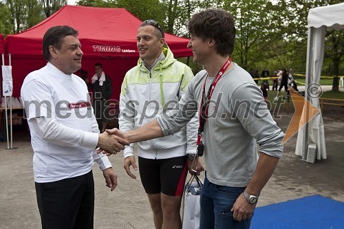 Zoran Jankovič, župan Ljubljane, Jure Košir, nekdanji alpski smučar in Gregor Erbežnik