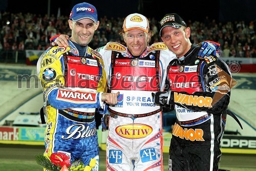 Tomasz Gollob (Poljska), Jason Crump (Avstralija) in Andreas Jonsson (Švedska)