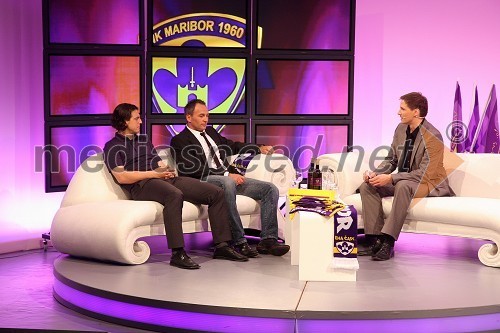 Zlatko Zahovič, športni direktor NK Maribor, Darko Milanič, trener NK Maribor in Stipe Jerič, urednik RTS