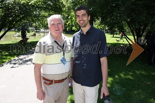 Prim. prof. dr. Erih Tetičkovič, predsednik Društva za varstvo in proti mučenju živali Maribor in Bor Greiner, urednik na Radiu City