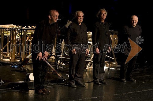 Christophe Roy, violončelo, Vinko Globokar, skladatelj, Michael Riessler in Jean-Pierre Drouet, tolkala