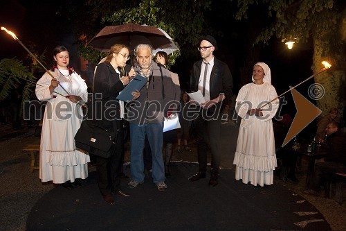 Dr. Vanesa Matajc, vodja Kresnikove žirije in Dražen Dragojevič, povezovalec dogodka