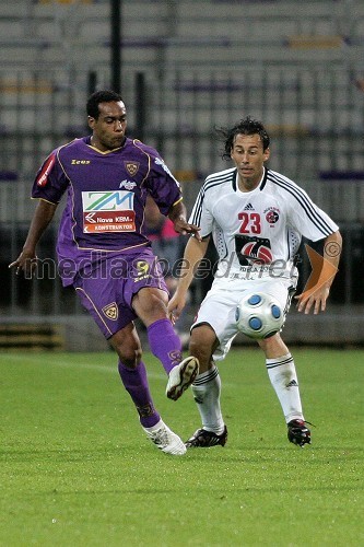 Marcos Tavares, nogometaš NK Maribor in Boštjan Jelević, nogometaš NK Interblock