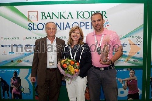 Ezio Salvai, predsednik uprave Banke Koper, Mima Jaušovec, nekdanja kapetanka slovenske ženske teniške reprezentance in predsednica organizacijskega odbora Banka Koper Slovenia Open in Andrej Bizjak, direktor Banka Koper Slovenia Open