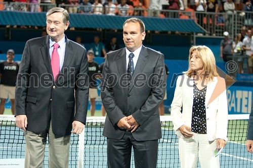 Dr. Danilo Türk, predsednik Republike Slovenije, Andrej Bizjak, direktor Banka Koper Slovenia Open in Mima Jaušovec, nekdanja kapetanka slovenske ženske teniške reprezentance in predsednica organizacijskega odbora turnirja Banka Koper Slovenia Open