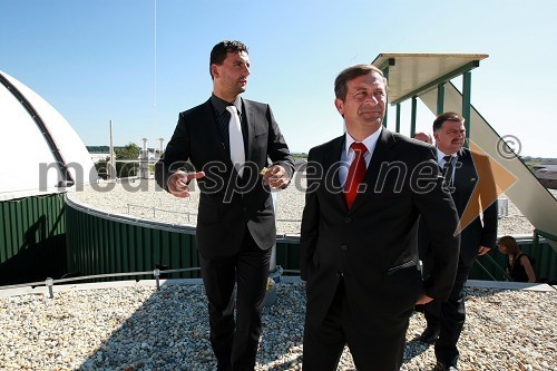 Branko Gjerkeš, lastnik bioplinske elektrarne Gjerkeš, Karl Viktor Erjavec, minister za okolje in prostor ter Marjan Kardinar, župan občine Dobrovnik