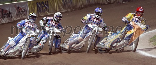 Od leve: Nicki Pedersen (Danska), Bjarne Pedersen (Danska), Matej Žagar (Slovenija) in Tomasz Chrzanowski (Poljska)