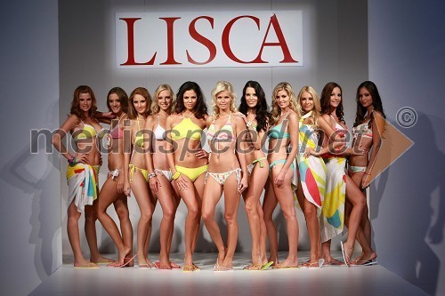 Karin Škufca, manekenka, Duška Stojič, manekenka, Anamarija Avbelj, Miss Universe Slovenije 2008, Maja Jamnik, manekenka, Sabina Remar, Miss Universe 2004 in manekenka, Natalija Osolnik, manekenka in novi obraz Lisce, Iris Mulej, Miss Slovenije 2006, Urša Šabec, manekenka, Tara Zupančič, miss Alpe Adria International in manekenka, Marija Herjavić, manekenka ter Alma M., manekenka