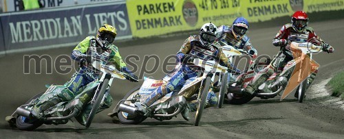 Od leve: Antonio Lindbaeck (Švedska), Tony Rickardsson (Švedska), Jason Crump in Leigh Adams (oba Avstralija)