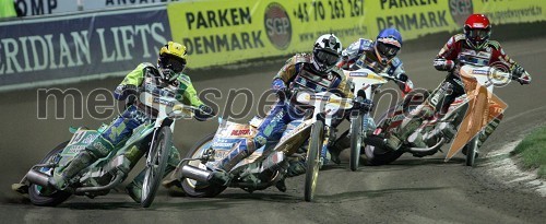 Od leve: Antonio Lindbaeck (Švedska), Tony Rickardsson (Švedska), Jason Crump in Leigh Adams (oba Avstralija)