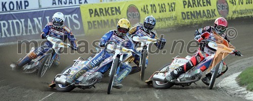 Od leve: Krzysztof Kasprzak in Tomasz Gollob (oba Poljska), Tony Rickardsson (Švedska) in Greg Hancock (ZDA)