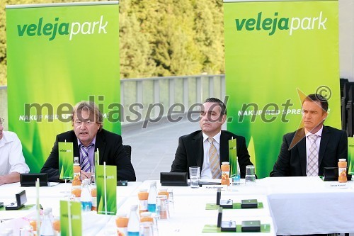 Wilfried Golger, Golger group, Franz Brünner, direktor M2 Center management d.o.o. in Janez Korpič, center manager Velejapark