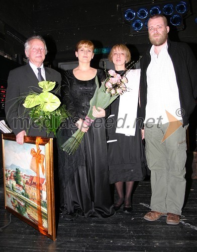 Lojze Lebič, skladatelj, Karmina Šilec, zborovodkinja, ... in Jernej Lorenci, režiser