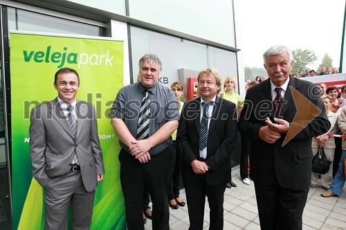 Janez Korpič, center manager Velejapark, Michael Letonje, podžupan občine Velenje, Wilfried Golger, Golger group in Srečko Meh, župan občine Velenje