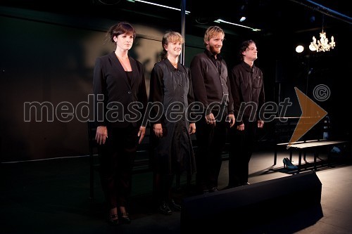 Ana Dolinar, igralka, Tijana Zinajić, igralka Matej Puc, igralec in Domen Valič, igralec