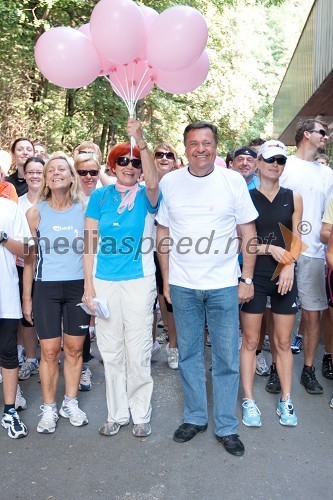 Mojca Senčar, Slovenka leta 2005 ter predsednica Slovenskega združenja za boj proti raku dojk in Zoran Jankovič, župan občine Ljubljana