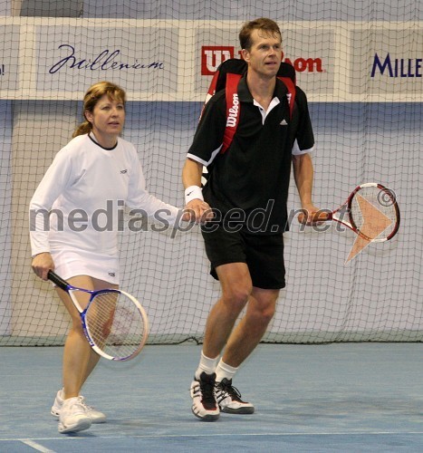 Mima Jaušovec, kapetanka slovenske ženske teniške reprezentance in Stefan Edberg, tenisač