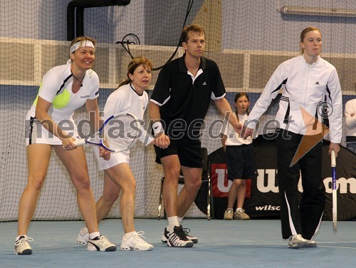 Tina Križan, Mima Jaušovec, kapetanka slovenske ženske teniške reprezentance, Stefan Edberg in Maja Matevžič