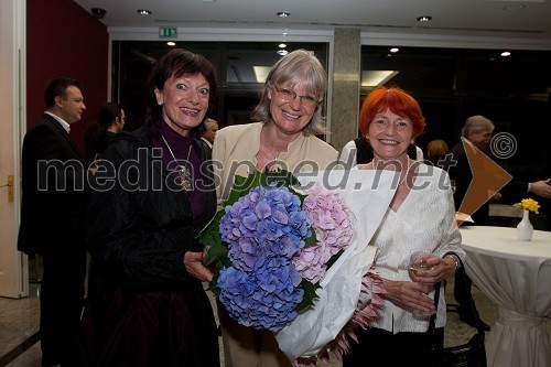 Manca Košir, publicistka, Nataša Kelhar, kulturna menedžerka in Mojca Senčar, Slovenka leta 2005 ter predsednica Slovenskega združenja za boj proti raku dojk  	 
	