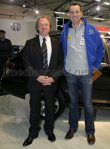 Borut Mišica, direktor podjetja Interservice d.o.o. (uvoznik blagovne znamke Subaru) in Andrej Jereb, državni prvak v rallyu v letu 2005