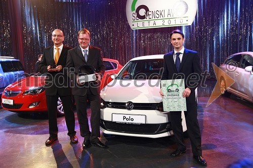 Heinz Slesak, generalni direktor Porsche Slovenija, Marko Škriba, vodja znamke Volkswagen v Sloveniji in Danilo Ferjančič, generalni direktor Porsche Slovenija