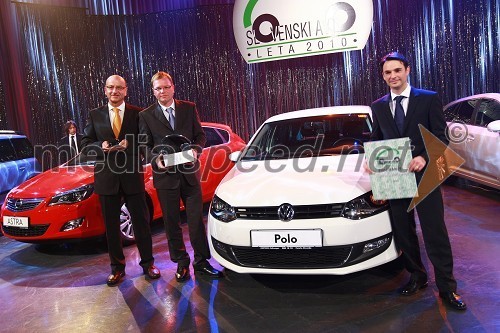 Heinz Slesak, generalni direktor Porsche Slovenija, Marko Škriba, vodja znamke Volkswagen v Sloveniji in Danilo Ferjančič, generalni direktor Porsche Slovenija