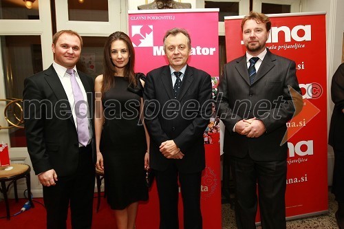 Matej Raščan, direktor in lastnik podjetja Rašica Point d.o.o. ter podjetja Delo revije, d.d., Marija Pandrc, izvršna direktorica podjetja Rašica, Anton Guzej, direktor RTV Slovenija in Jože Možina, direktor TV Slovenija